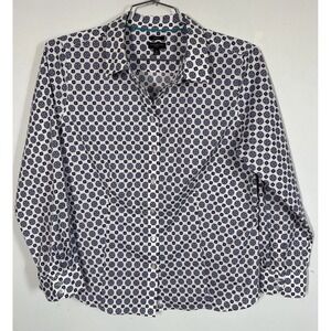 Talbots Non Iron Perfect Shirt Long Sleeve Button Up Geometric Print Size‎ 14P